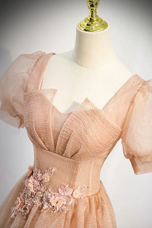 Hermosos vestidos largos de fiesta con encaje de tul, vestidos de fiesta de noche de corte A TP634