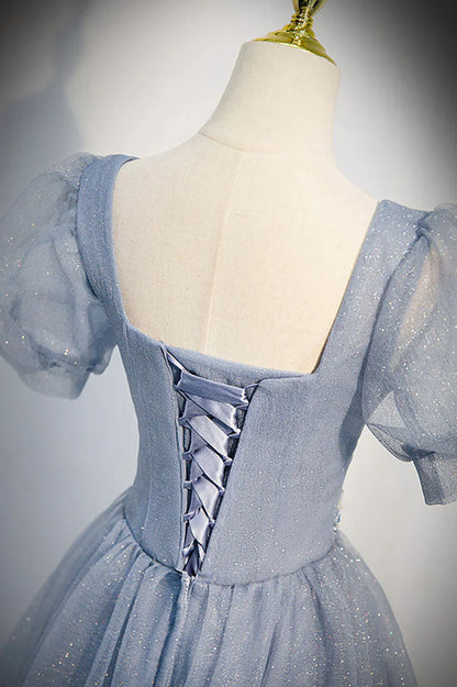 Hermosos vestidos largos de fiesta con encaje de tul, vestidos de fiesta de noche de corte A TP634