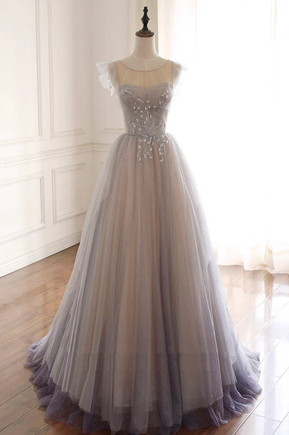 Hermosos vestidos largos de fiesta con lentejuelas de tul, vestidos de noche de corte A TP649