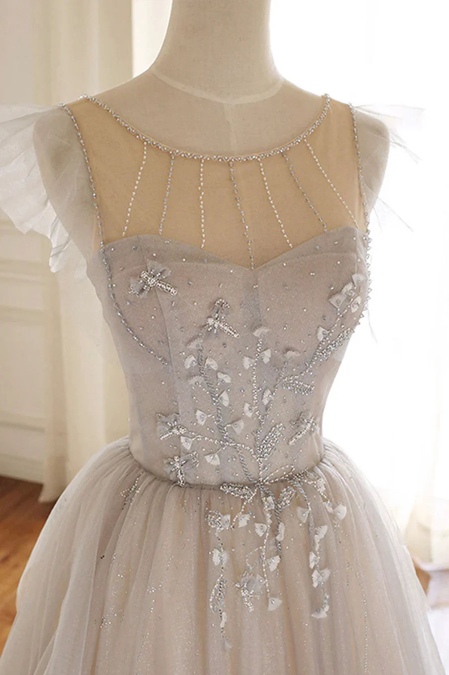 Hermosos vestidos largos de fiesta con lentejuelas de tul, vestidos de noche de corte A TP649