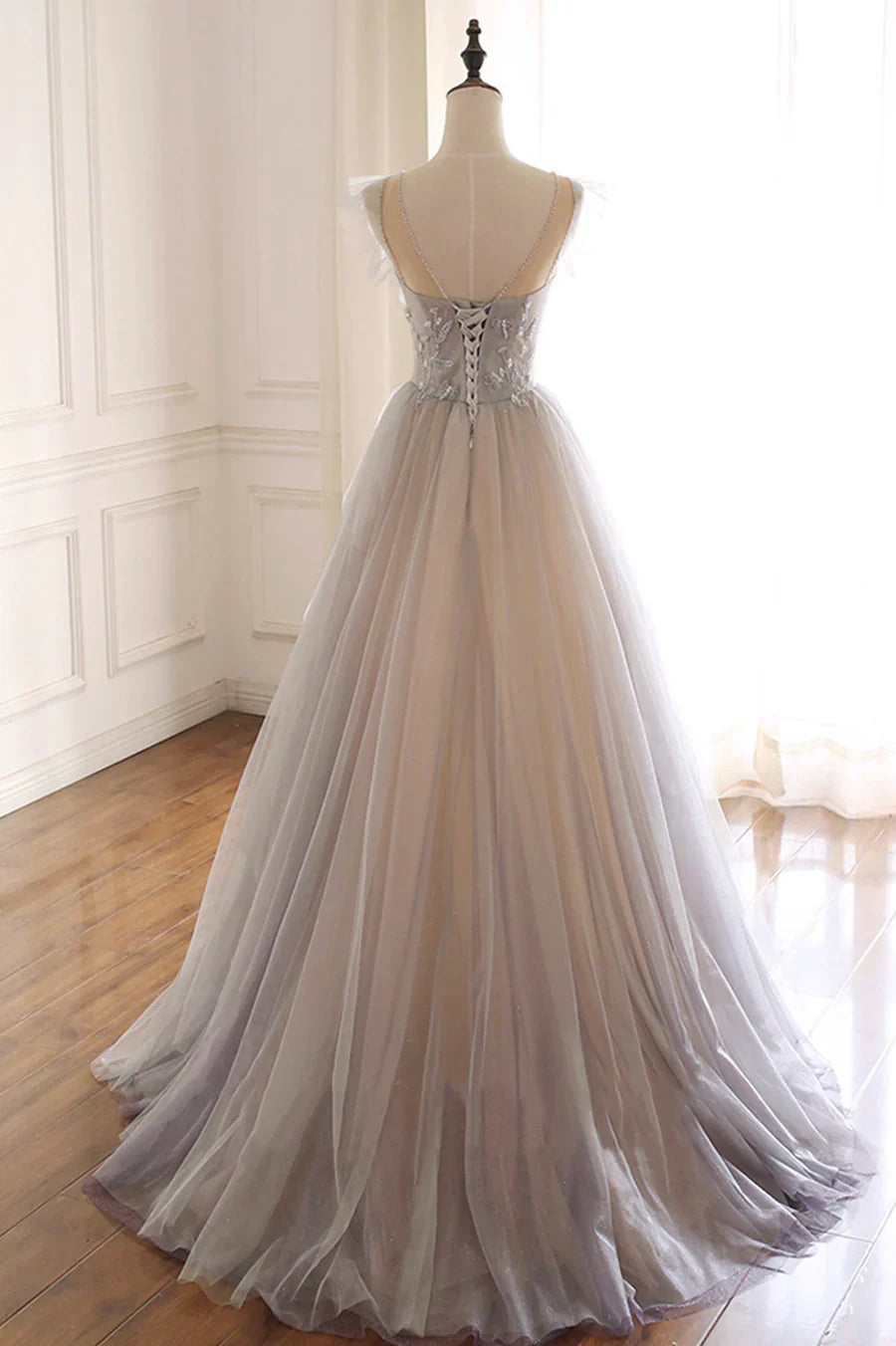 Hermosos vestidos largos de fiesta con lentejuelas de tul, vestidos de noche de corte A TP649