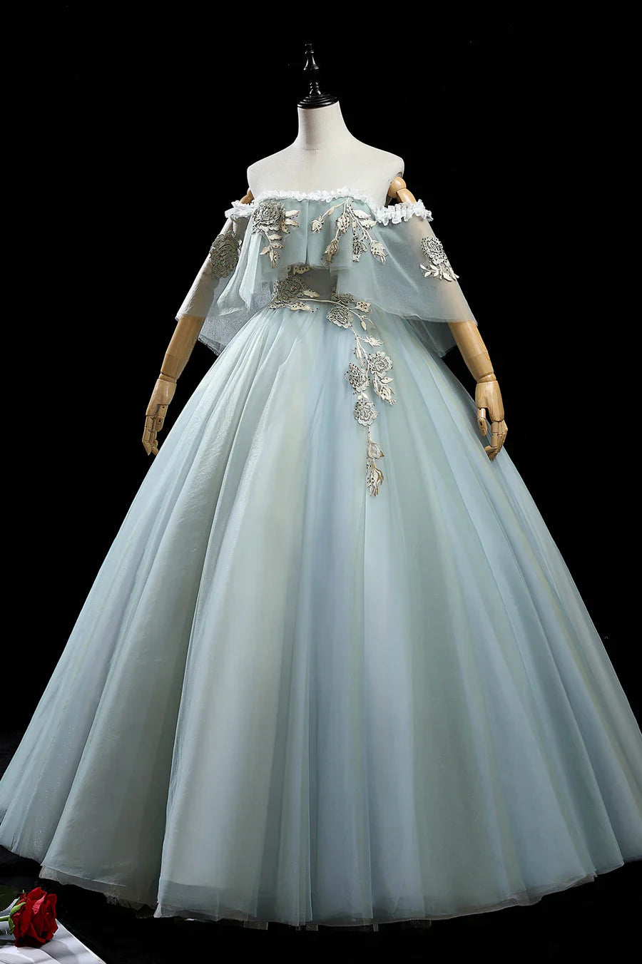 Green Tulle Lace Long Prom Dresses, A-Line Formal Evening Dresses TP661
