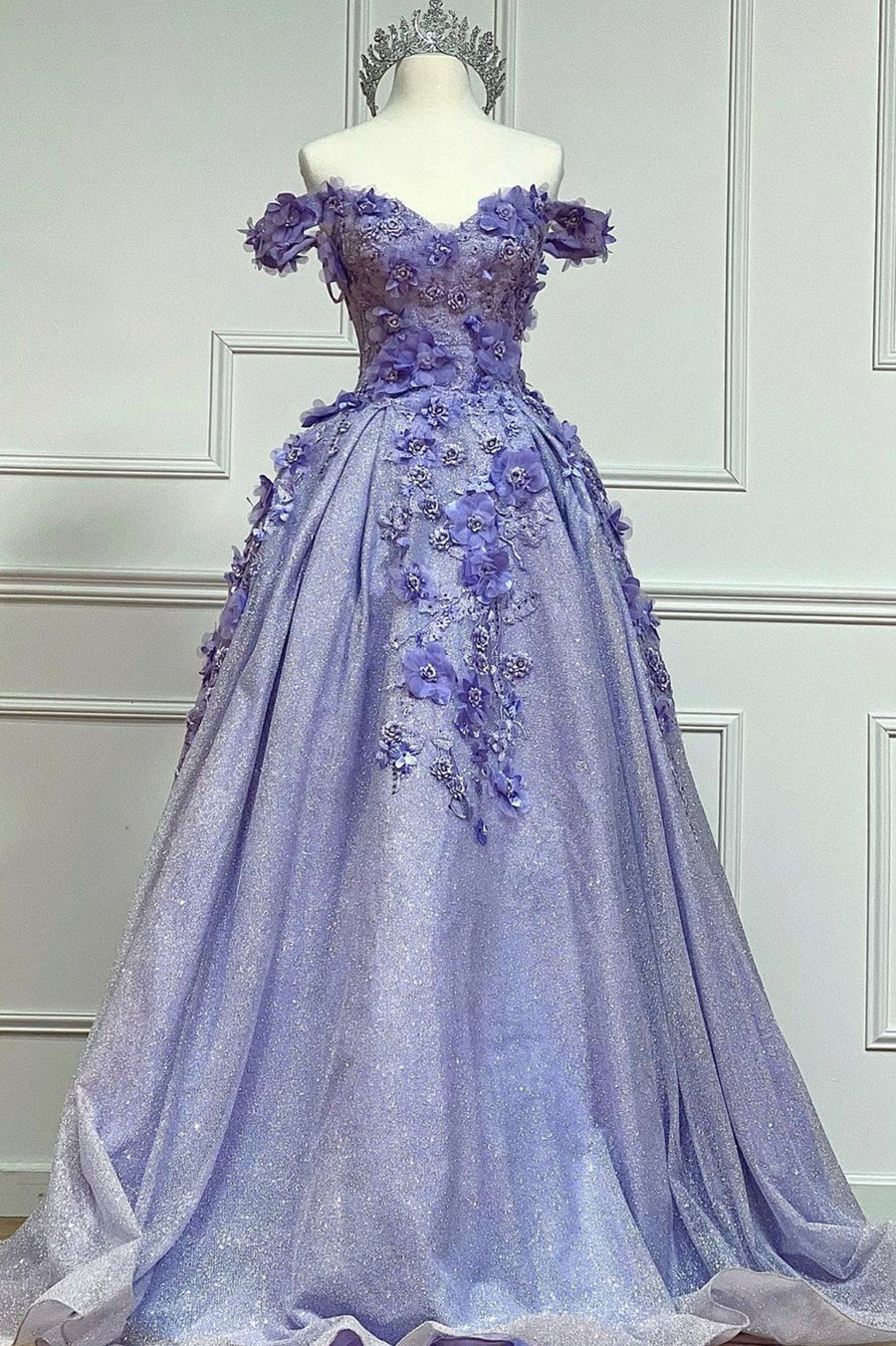 Off the Shoulder Applique Long Prom Dresses, A-Line Formal Evening Dresses TP664