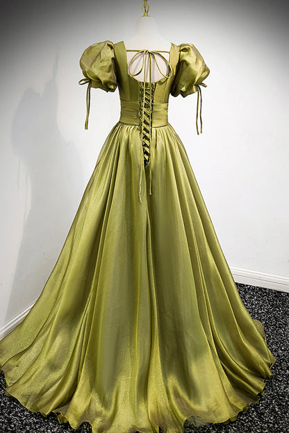 Green V-Neck Long Prom Dresses, A-Line Evening Dresses TP707
