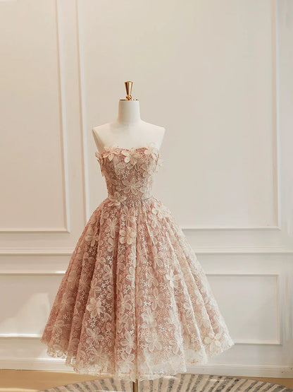 Cute Tulle Flower Short Prom Dress, Beautiful Off the Shoulder A-Line Evening Party Dress TP823