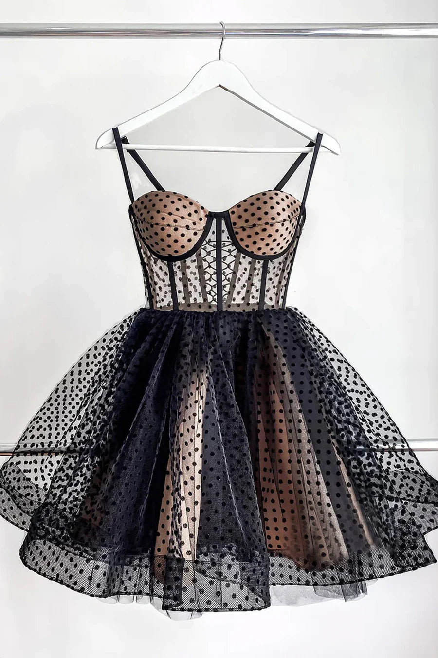 Cute Tulle Spaghetti Straps Short Homecoming Dress, A-Line Mini Party Dress TP899