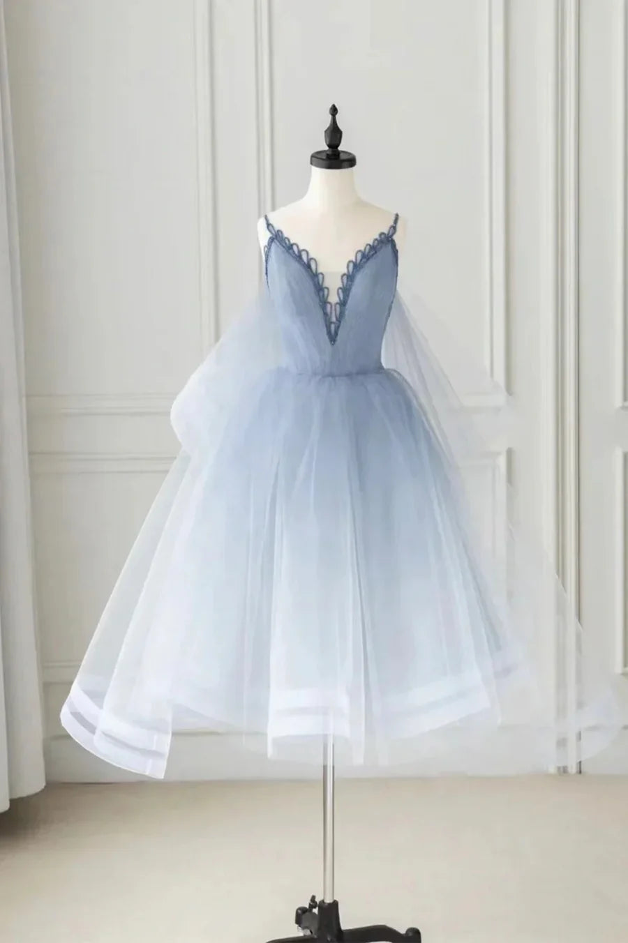 Vestido corto de fiesta de tul con escote en V, corte A, para regreso a casa, TP902
