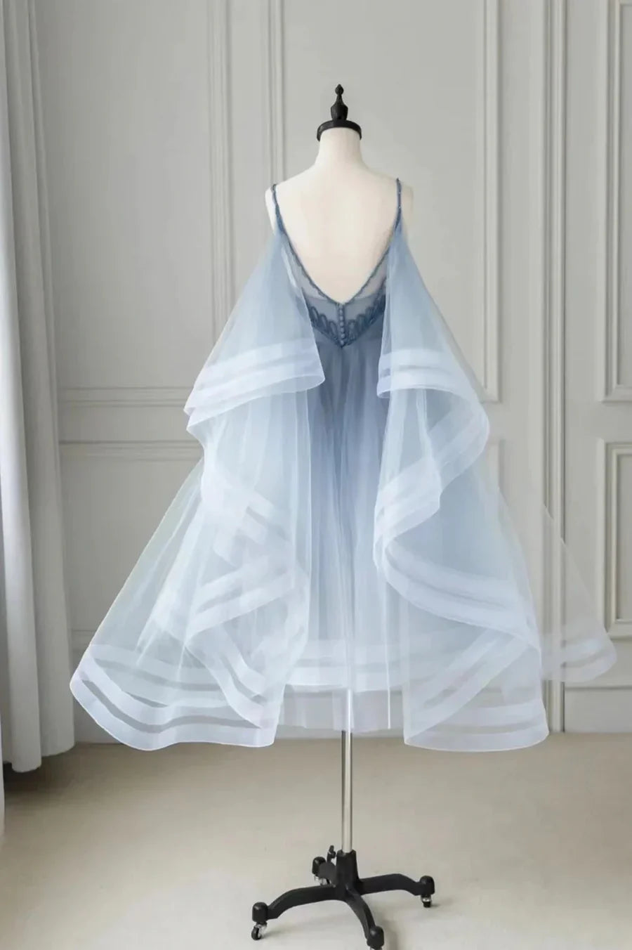 Vestido corto de fiesta de tul con escote en V, corte A, para regreso a casa, TP902