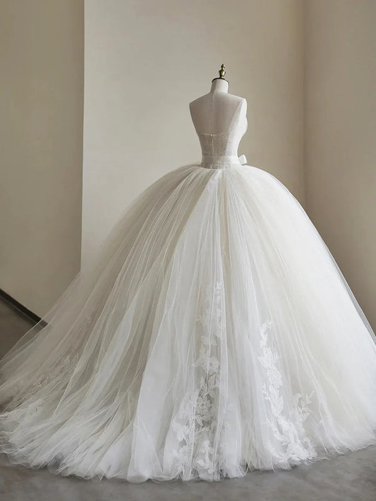 Vestido de fiesta largo de tul color champán con escote en forma de corazón, precioso vestido formal para quinceañeras TP944