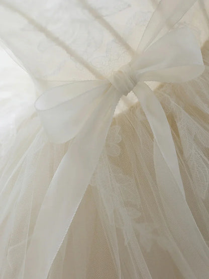 Vestido de fiesta largo de tul color champán con escote en forma de corazón, precioso vestido formal para quinceañeras TP944