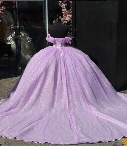 Vestidos de quinceañera con brillo rosa, vestido de fiesta para cumpleaños XV
