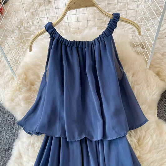 A line chiffon off shoulder dress fashion dress  601