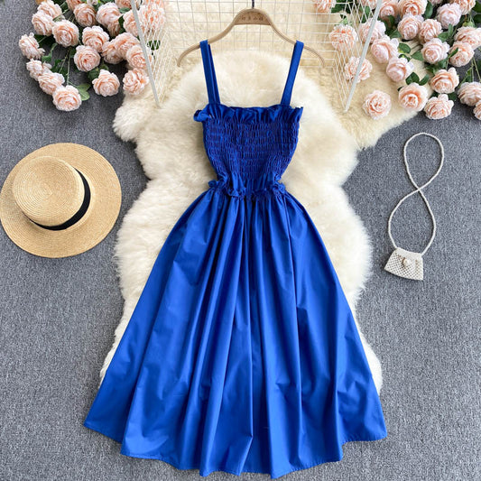 Blue A line off shoulder dress fashion dress  551