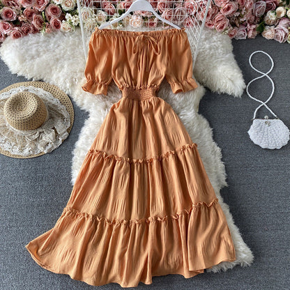 Cute A line off shoulder short dress fashion dress  590