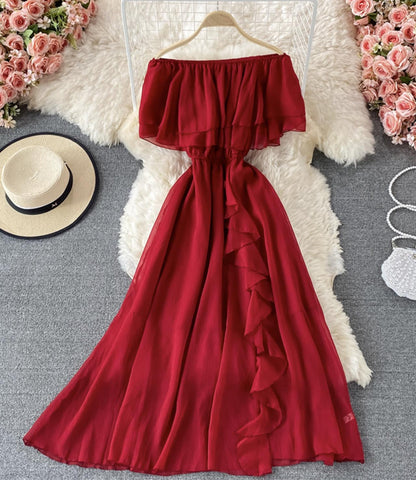 Cute A line off shoulder dress fashion dress  618
