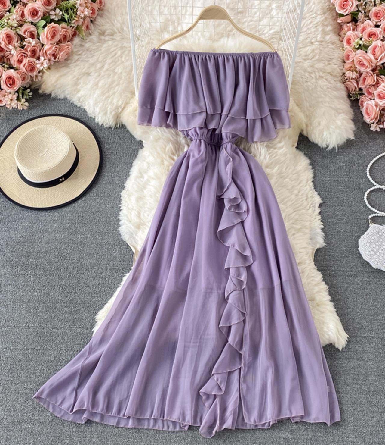 Cute A line off shoulder dress fashion dress  618