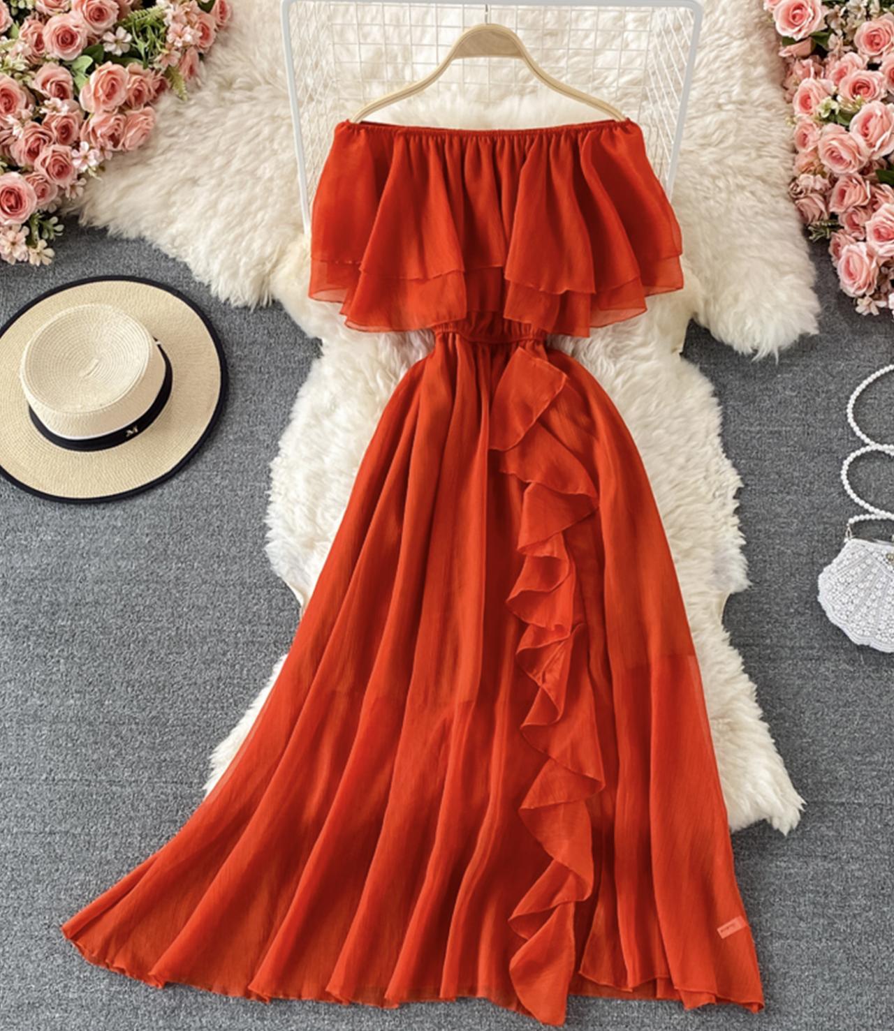Cute A line off shoulder dress fashion dress  618