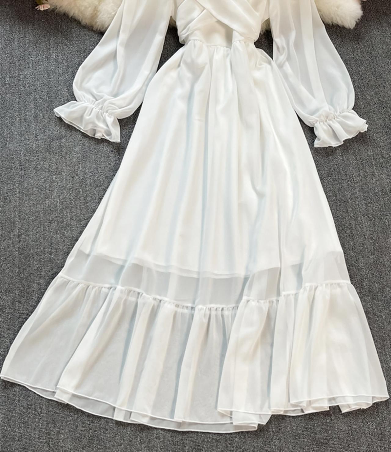 A line chiffon long sleeve dress fashion dress 644