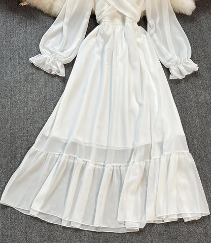 A line chiffon long sleeve dress fashion dress 644