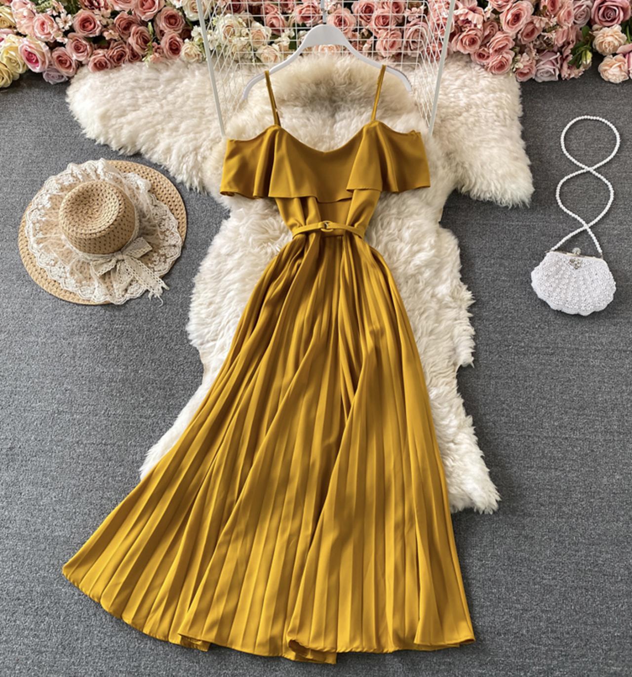 Cute A line dress off shoulder fashion dress  695
