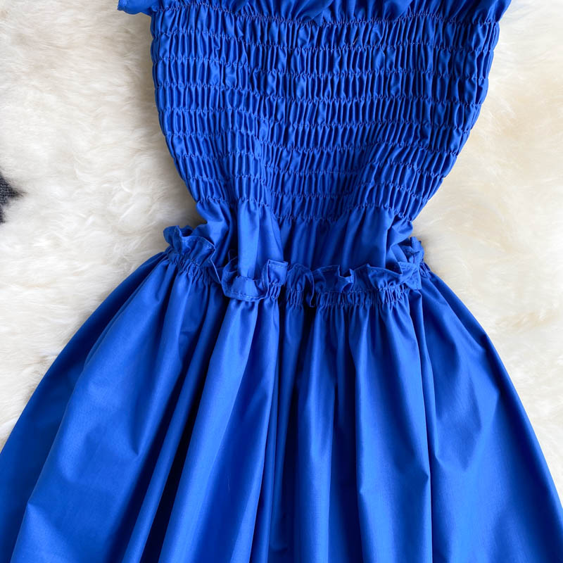 Blue A line off shoulder dress fashion dress  551
