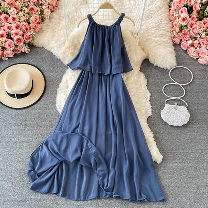 A line chiffon off shoulder dress fashion dress  601