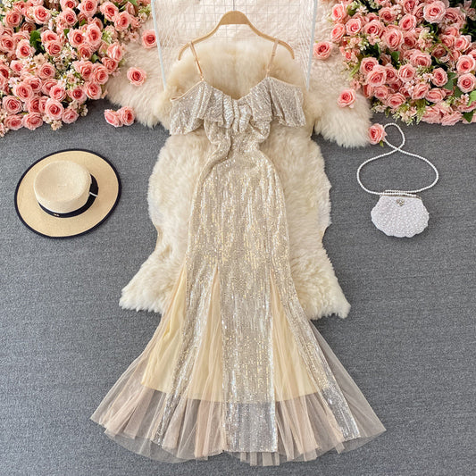 Cute sequins off shoulder dress fashion dress  469