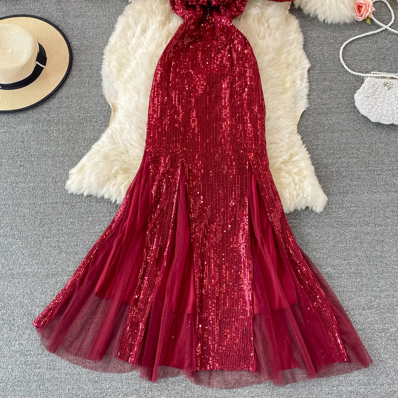 Cute sequins off shoulder dress fashion dress  469