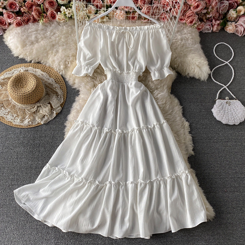 Cute A line off shoulder short dress fashion dress  590