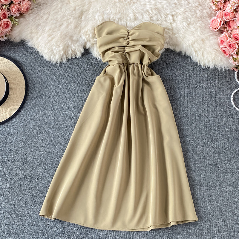 Sexy off shoulder strapless dress  3320