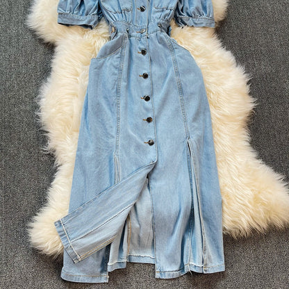 Temperament medium length off shoulder suspender dress  2970