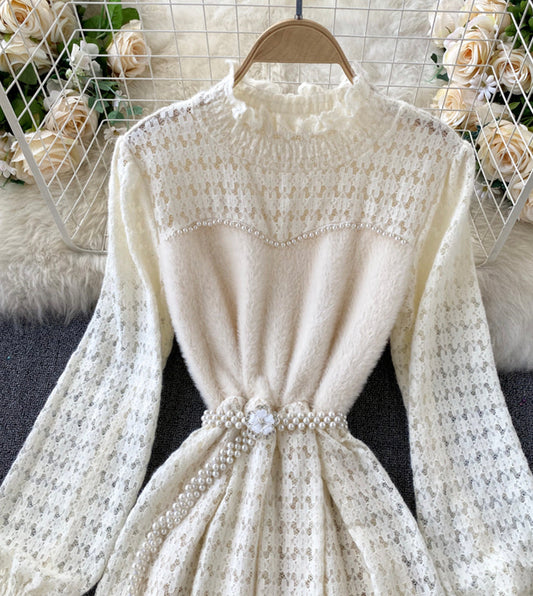 A line lace long sleeve dress fashion dress  1312