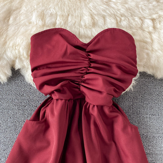 Sexy off shoulder strapless dress  3320
