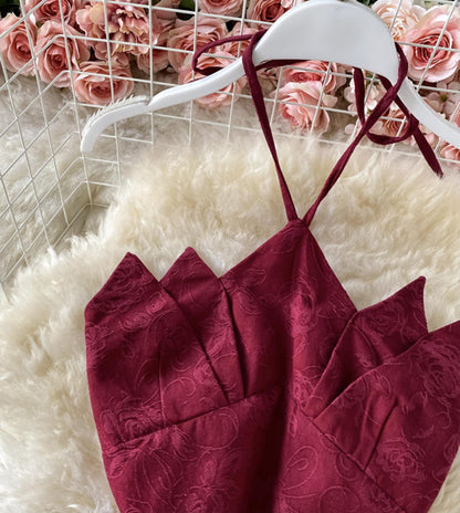 Burgundy off shoulder dress  1327