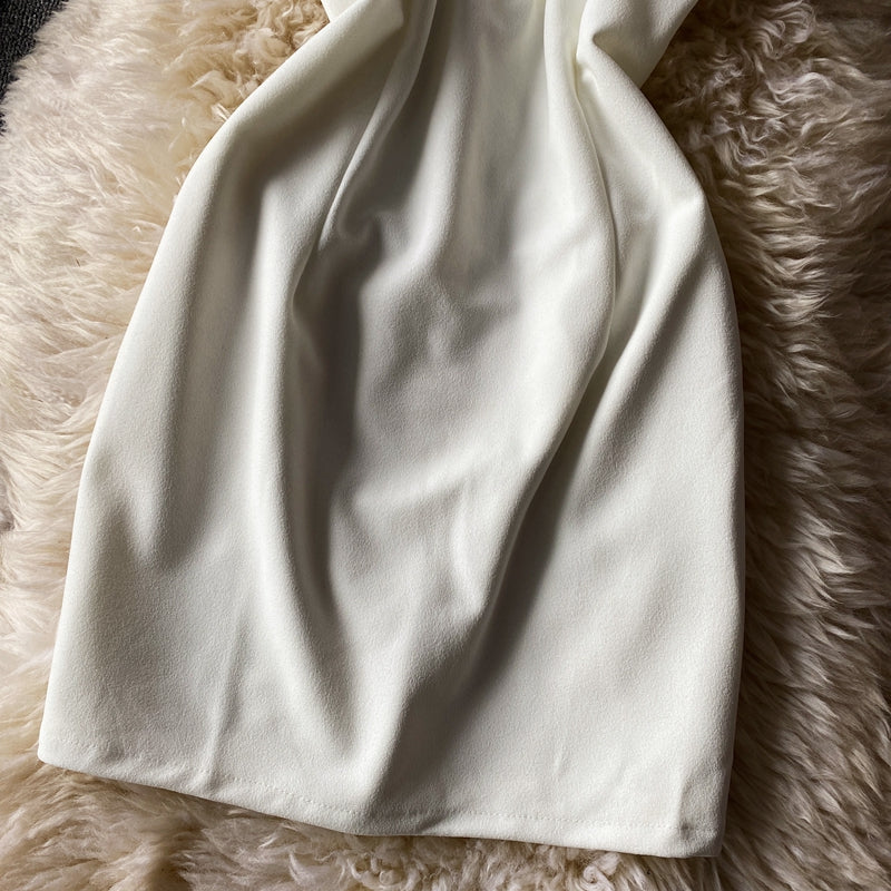 Line neck Strapless off shoulder slim fit Hip Wrap Dress Dress  2836