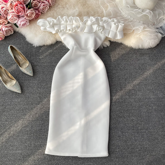 Off shoulder strapless dress   2743