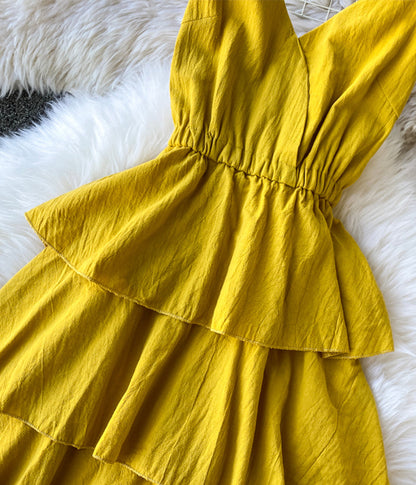 A line v neck spaghetti straps midi maxi summer dress  1231