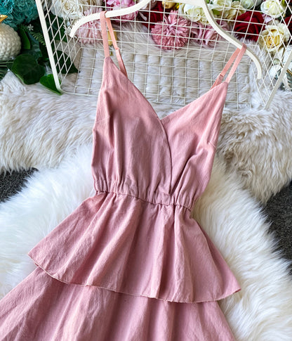 A line v neck spaghetti straps midi maxi summer dress  1231