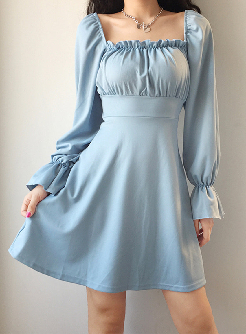 A line long sleeve little dress black dress  1183
