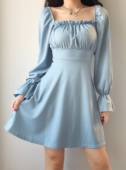 A line long sleeve little dress black dress  1183