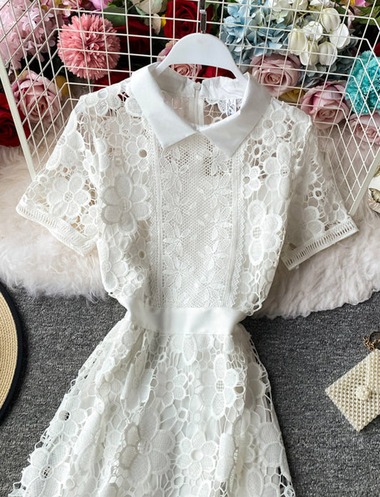 A line lace short dress summer dress  1161