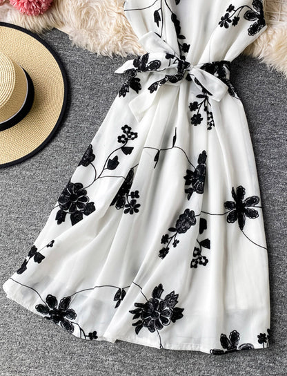 A line flowers short dress summer dress  1163