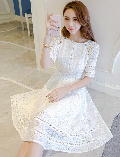 A line lace short dress summer dress  1162