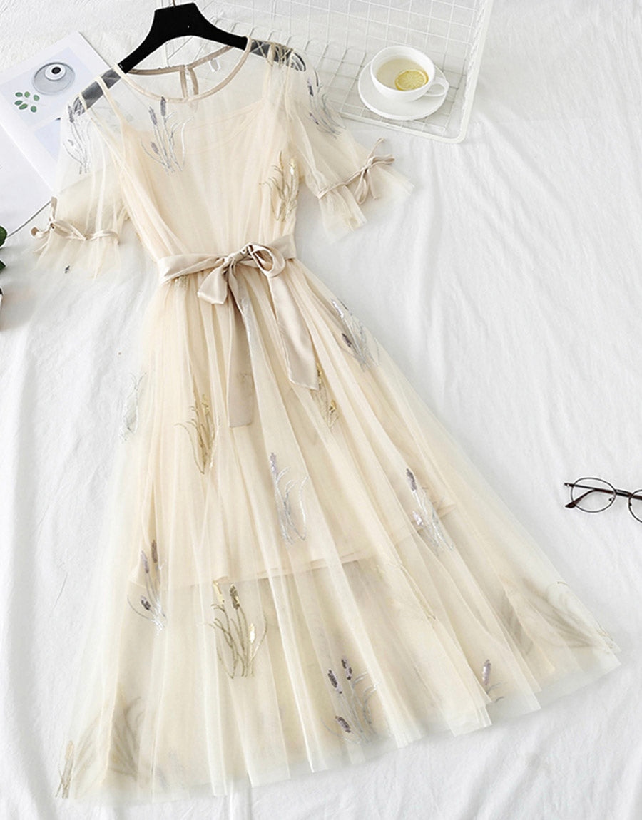 A line tulle dress with sequins fashion girl summer dress  1150