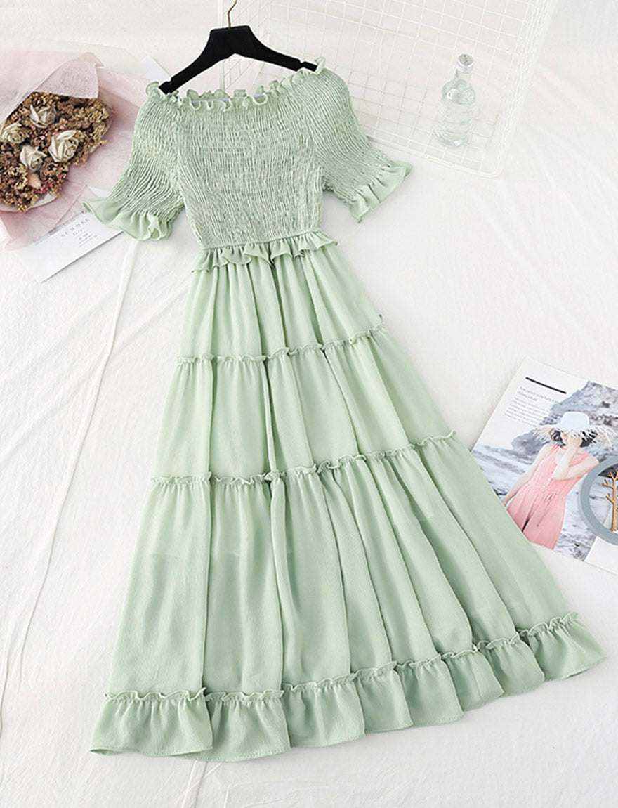 A line short sleeve dress summer dress  1139