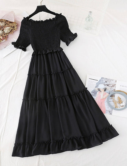 A line short sleeve dress summer dress  1139