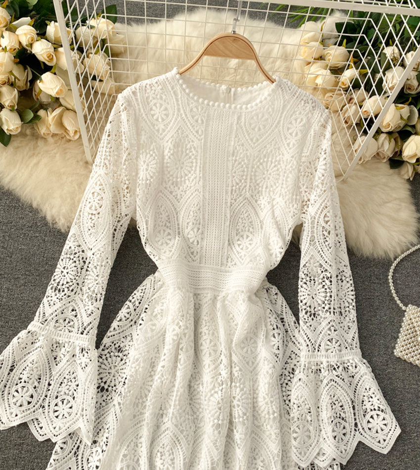 A line lace long sleeve dress fashion dress  972