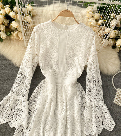 A line lace long sleeve dress fashion dress  972
