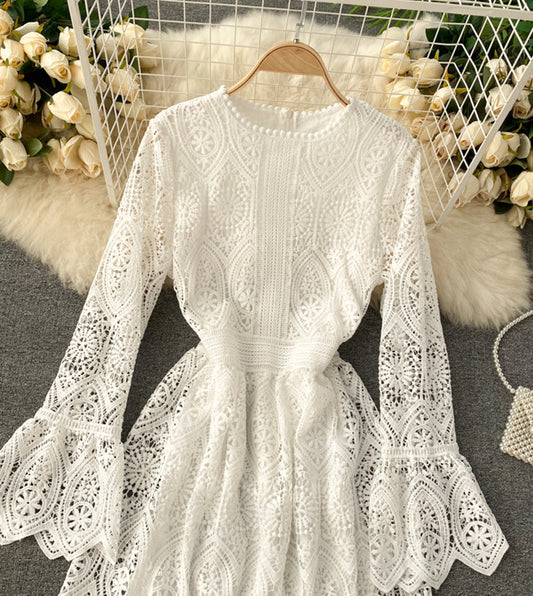 A line lace long sleeve dress fashion dress  972