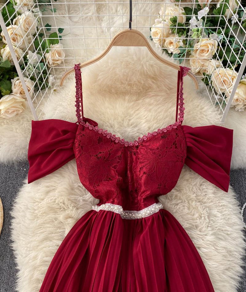 Stylish lace off shoulder dress  918